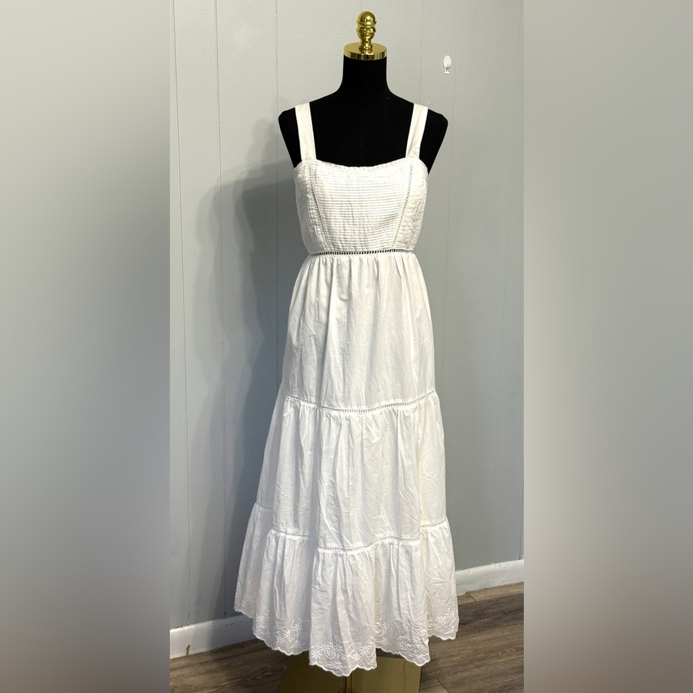 #13) NWOT Elegant White Maxi Dress with Tie Back